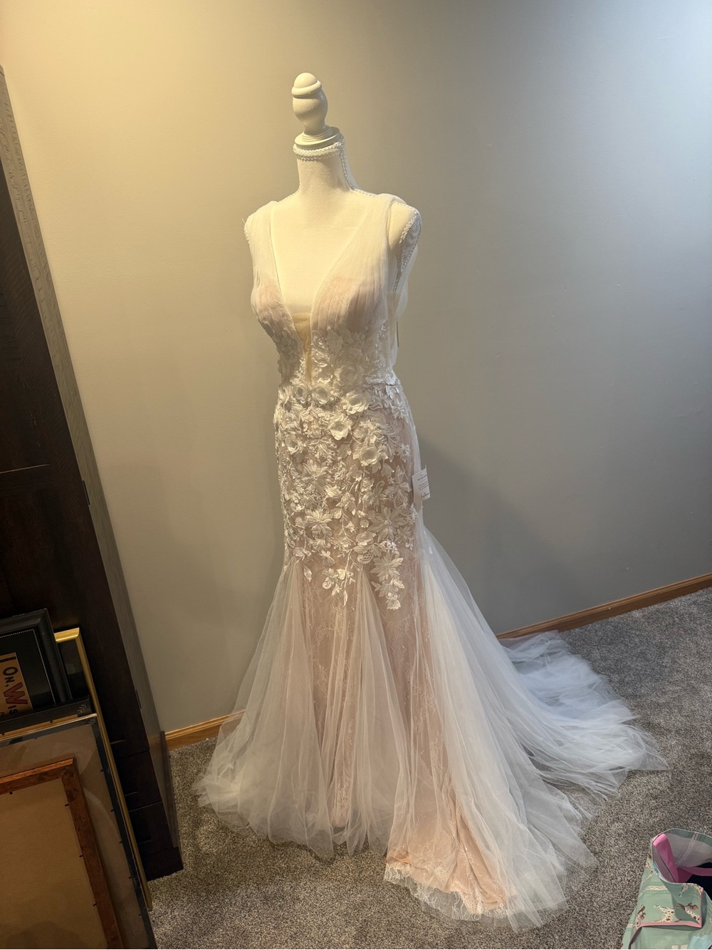 Lulu's Ivory Lace Appliqué Mermaid Gown